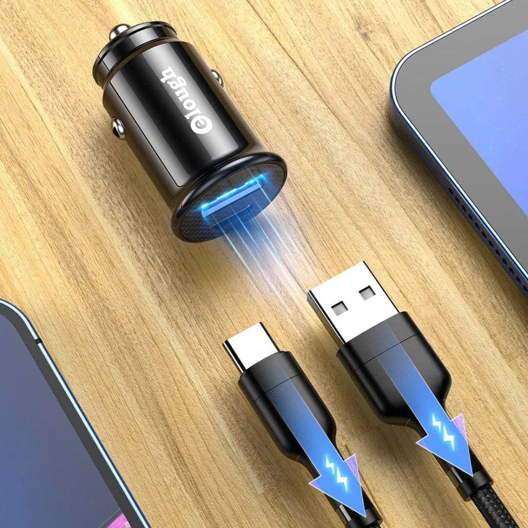 Carregador rápido para automóvel com 2 portas USB