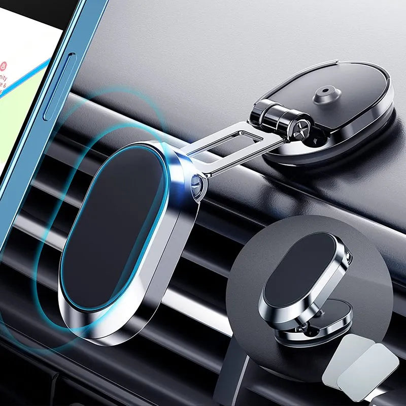 Suporte de telemóvel dobrável em metal com íman para carro
